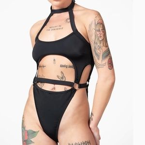 Killstar Wendy One Piece Cut-Out Black Choker Swimsuit XXL NWT
